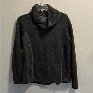Kuhl‎ Athena Pullover Cowl Neck Sweater Textured Quilted Knit Charcoal Grey